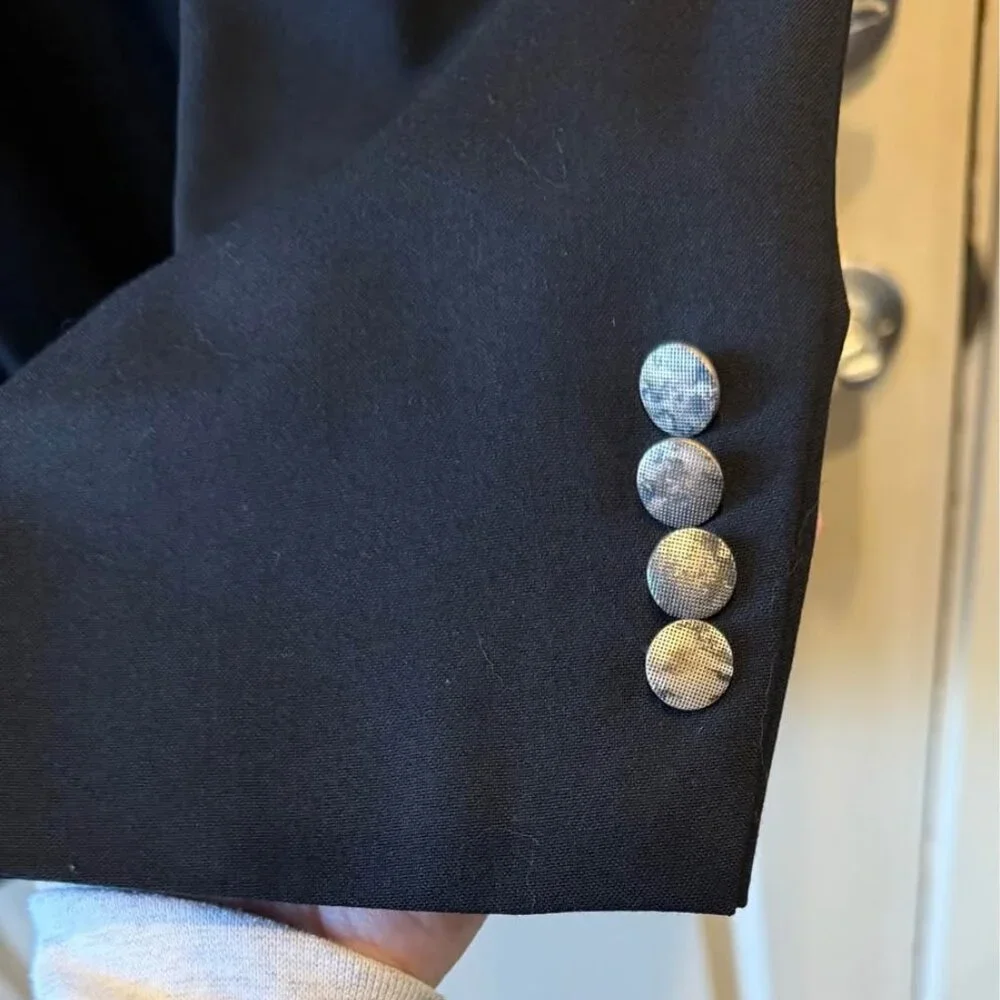Men’s Lands’‎ End Classic Black Blazer Wool with Rayon Lining - Size 46R